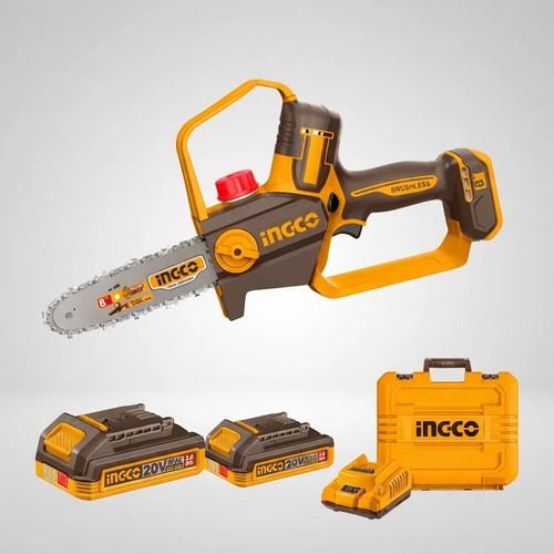 Motosierra P20s 20v 8 + 2 Bat+ Carg. Ingco Cgsli20882 Amarillo Y Negro