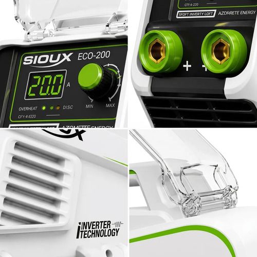 Soldadora Inverter 200 Amp. Electrodo 4.0mm Peso 4.5kg Sioux Blanco - Imagen 4