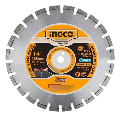 Disco De Diamantede Corte Ingco Dmd033553 355mm X 1.2cm Color Amarillo